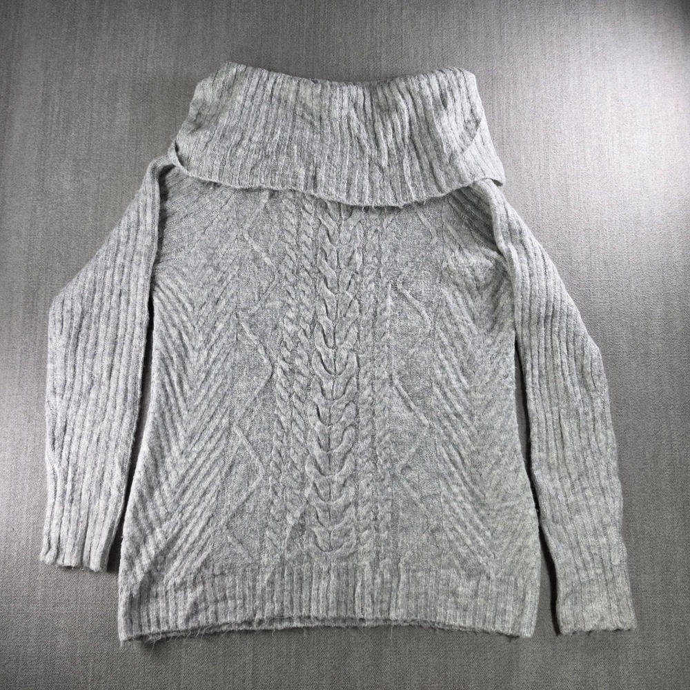 Primark Sweater Womens Medium Grey Cable Knit Cowl Neck Long Sleeve‎ Pullover